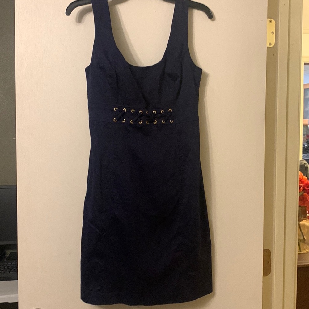 Laundry by Design Navy Dress with Grommet and Lacing Detailing
